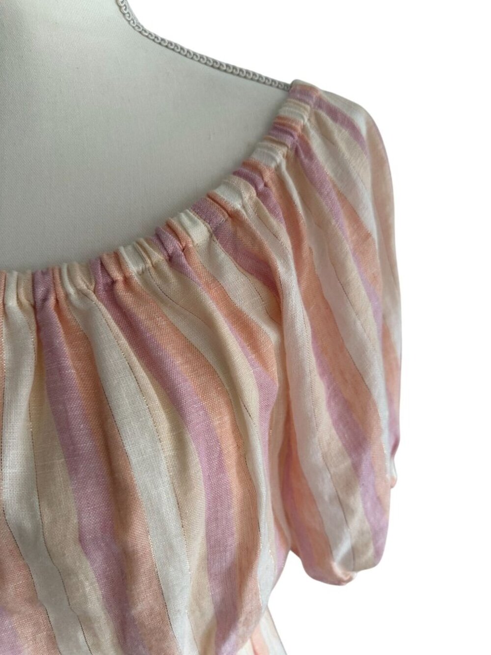 POOKIE & SEBASTIAN Striped Linen Blend Dress Size L - Picture 4 of 12